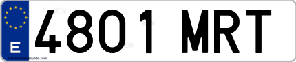 Ejemplo de matrícula de coche ordinaria 4801 MRT