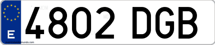 Ejemplo de matrícula de coche ordinaria 4802 DGB