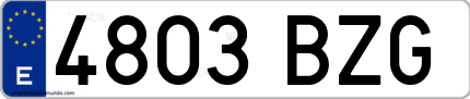 Ejemplo de matrícula de coche ordinaria 4803 BZG
