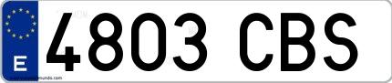 Ejemplo de matrícula española 4803 CBS