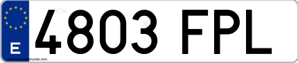 Ejemplo de matrícula de coche ordinaria 4803 FPL