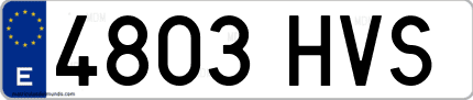 Ejemplo de matrícula de coche ordinaria 4803 HVS