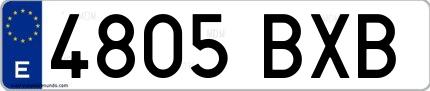 Ejemplo de matrícula española 4805 BXB