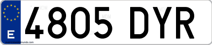 Ejemplo de matrícula de coche ordinaria 4805 DYR