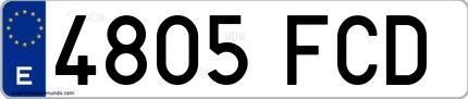 Ejemplo de matrícula española 4805 FCD