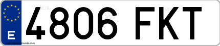 Ejemplo de matrícula de coche ordinaria 4806 FKT