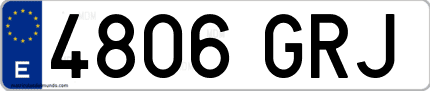 Ejemplo de matrícula de coche ordinaria 4806 GRJ