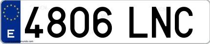 Ejemplo de matrícula española 4806 LNC