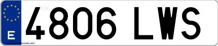Ejemplo de matrícula española 4806 LWS