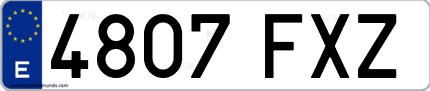 Ejemplo de matrícula de coche ordinaria 4807 FXZ