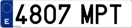Ejemplo de matrícula española 4807 MPT