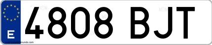 Ejemplo de matrícula española 4808 BJT