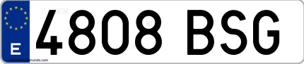 Ejemplo de matrícula de coche ordinaria 4808 BSG