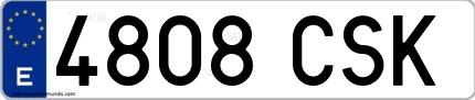 Ejemplo de matrícula española 4808 CSK
