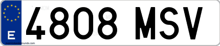 Ejemplo de matrícula de coche ordinaria 4808 MSV