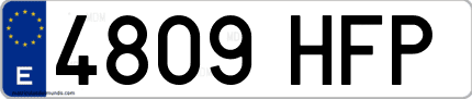 Ejemplo de matrícula de coche ordinaria 4809 HFP