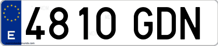 Ejemplo de matrícula de coche ordinaria 4810 GDN