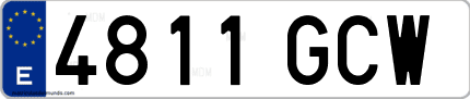 Ejemplo de matrícula de coche ordinaria 4811 GCW