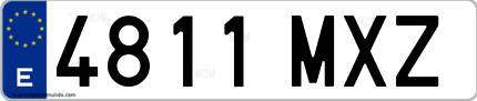 Ejemplo de matrícula de coche ordinaria 4811 MXZ