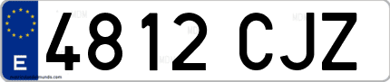 Ejemplo de matrícula de coche ordinaria 4812 CJZ