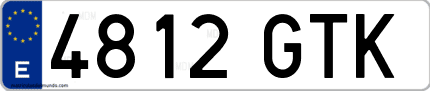 Ejemplo de matrícula de coche ordinaria 4812 GTK