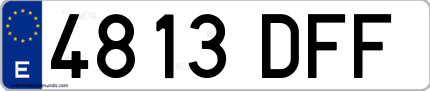 Ejemplo de matrícula de coche ordinaria 4813 DFF