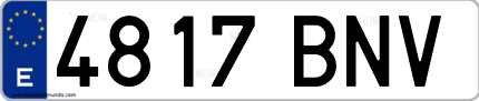 Ejemplo de matrícula de coche ordinaria 4817 BNV