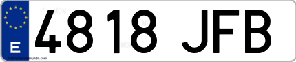 Ejemplo de matrícula de coche ordinaria 4818 JFB