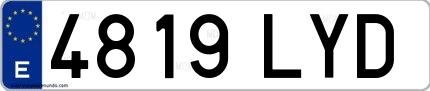 Ejemplo de matrícula española 4819 LYD