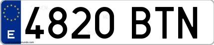 Ejemplo de matrícula de coche ordinaria 4820 BTN