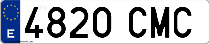 Ejemplo de matrícula de coche ordinaria 4820 CMC