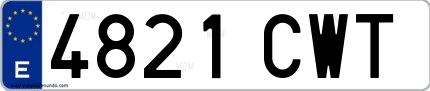 Ejemplo de matrícula española 4821 CWT