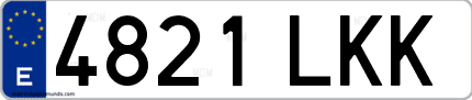 Ejemplo de matrícula de coche ordinaria 4821 LKK