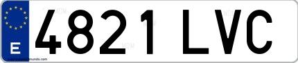 Ejemplo de matrícula española 4821 LVC