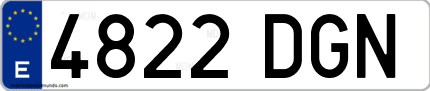 Ejemplo de matrícula de coche ordinaria 4822 DGN