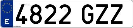 Ejemplo de matrícula española 4822 GZZ