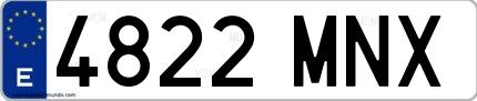 Ejemplo de matrícula española 4822 MNX