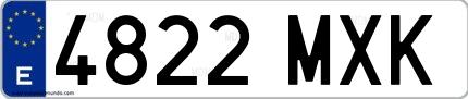 Ejemplo de matrícula de coche ordinaria 4822 MXK