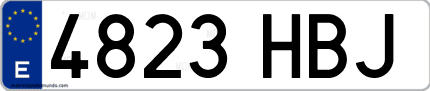 Ejemplo de matrícula de coche ordinaria 4823 HBJ