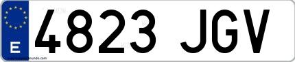 Ejemplo de matrícula española 4823 JGV