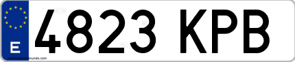Ejemplo de matrícula de coche ordinaria 4823 KPB