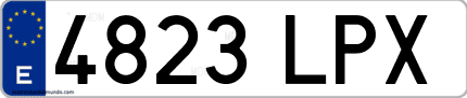 Ejemplo de matrícula de coche ordinaria 4823 LPX