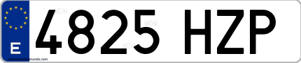 Ejemplo de matrícula de coche ordinaria 4825 HZP