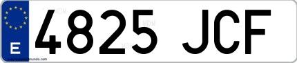 Ejemplo de matrícula española 4825 JCF