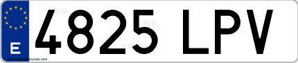 Ejemplo de matrícula de coche ordinaria 4825 LPV