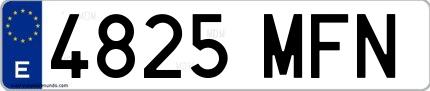 Ejemplo de matrícula de coche ordinaria 4825 MFN