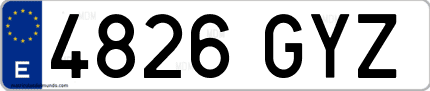 Ejemplo de matrícula de coche ordinaria 4826 GYZ