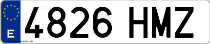 Ejemplo de matrícula de coche ordinaria 4826 HMZ