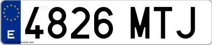Ejemplo de matrícula española 4826 MTJ