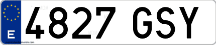 Ejemplo de matrícula de coche ordinaria 4827 GSY